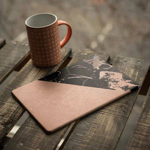 Black and Rose Gold Marble Split iPad Skins