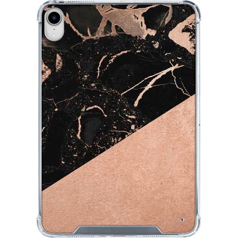 Black and Rose Gold Marble Split iPad 11th Gen (2025) Clear Case