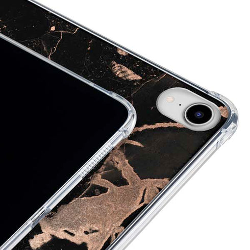 Black and Rose Gold Marble Split iPad 11th Gen (2025) Clear Case