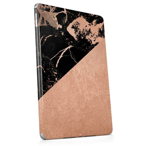 Black and Rose Gold Marble Split Apple iPad Skin