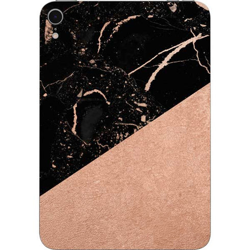Black and Rose Gold Marble Split Apple iPad Mini Skin