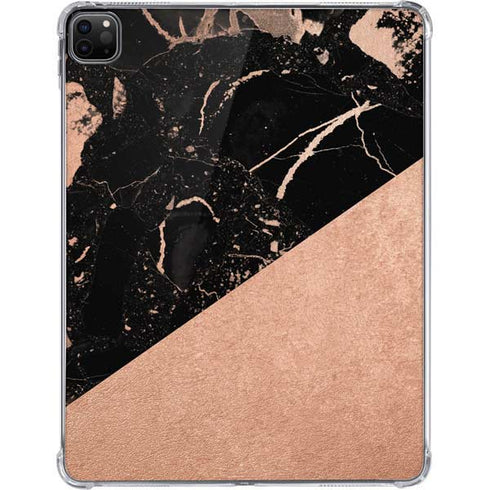 Black and Rose Gold Marble Split iPad Pro 11in (2024) Clear Case