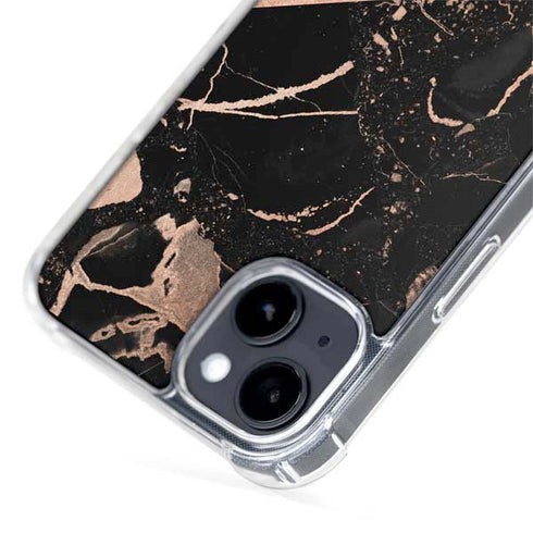 Black and Rose Gold Marble Split iPhone 14 MagSafe Case