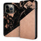 Black and Rose Gold Marble Split iPhone 14 Pro Folio Case