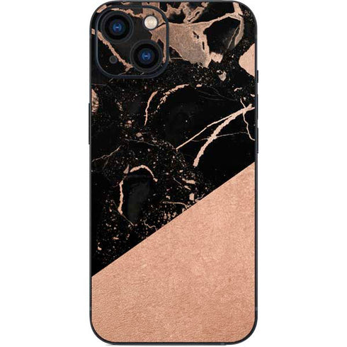 Black and Rose Gold Marble Split iPhone Skins