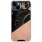 Black and Rose Gold Marble Split iPhone 15 Clear Case