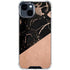 Black and Rose Gold Marble Split iPhone 15 Clear Case