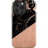 Black and Rose Gold Marble Split iPhone 15 Pro Impact Case