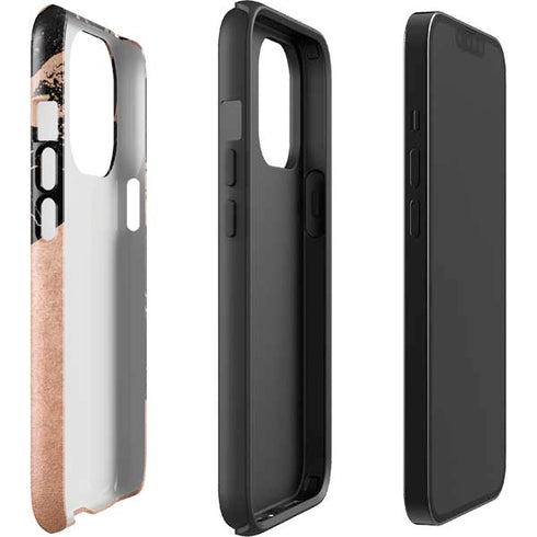 Black and Rose Gold Marble Split iPhone 15 Pro Impact Case