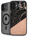 Black and Rose Gold Marble Split iPhone 16 Kickstand Case