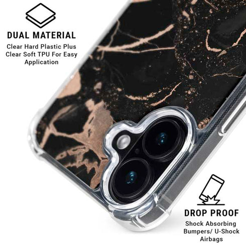 Black and Rose Gold Marble Split iPhone 16 MagSafe Case
