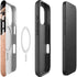 Black and Rose Gold Marble Split iPhone 16 Magsafe Impact Case