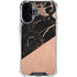 Black and Rose Gold Marble Split iPhone 16 Plus Clear Case