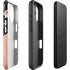 Black and Rose Gold Marble Split iPhone 16 Plus Impact Case
