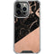 Black and Rose Gold Marble Split iPhone 16 Pro Clear Case