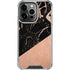Black and Rose Gold Marble Split iPhone 16 Pro Clear Case