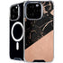 Black and Rose Gold Marble Split iPhone 16 Pro MagSafe Case