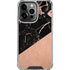Black and Rose Gold Marble Split iPhone 16 Pro Max Clear Case