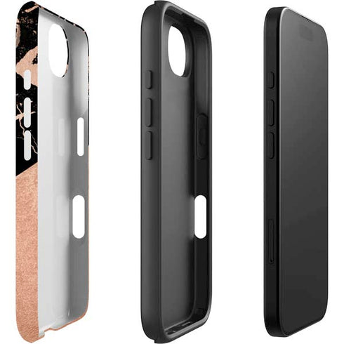 Black and Rose Gold Marble Split iPhone 16e Impact Case