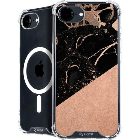 Black and Rose Gold Marble Split iPhone 16e MagSafe Case
