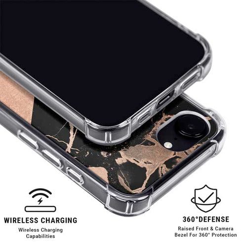 Black and Rose Gold Marble Split iPhone 16e MagSafe Case