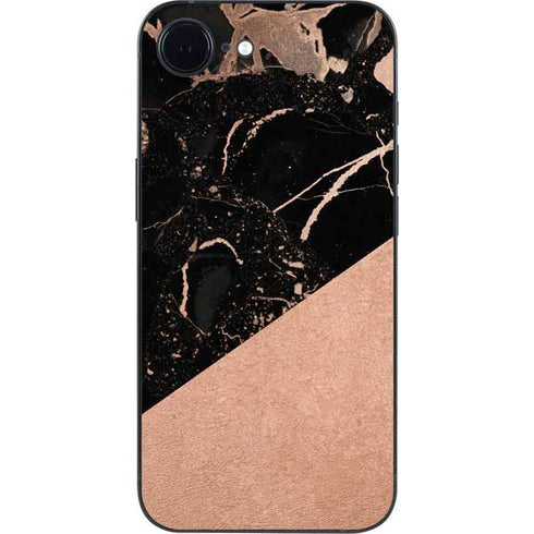 Black and Rose Gold Marble Split iPhone 16e Skin