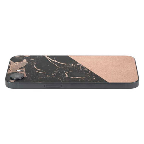 Black and Rose Gold Marble Split iPhone 16e Skin