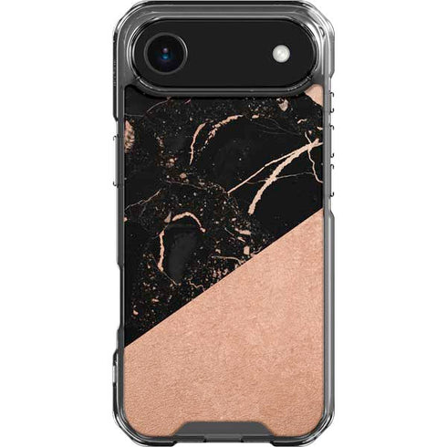 Black and Rose Gold Marble Split iPhone 17 Air Clear Case