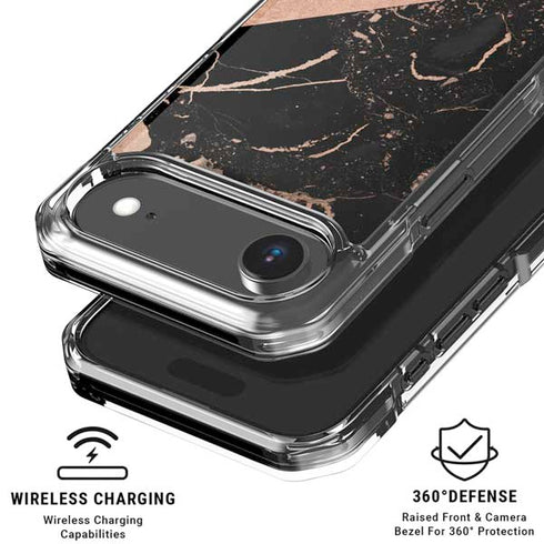 Black and Rose Gold Marble Split iPhone 17 Air Clear Case