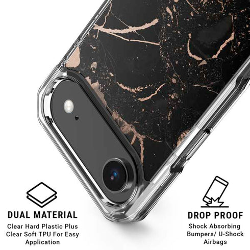 Black and Rose Gold Marble Split iPhone 17 Air Clear Case