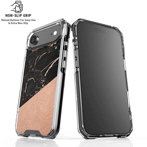 Black and Rose Gold Marble Split iPhone 17 Air Clear Case