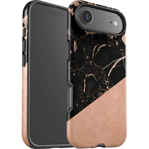 Black and Rose Gold Marble Split iPhone 17 Air Impact Case