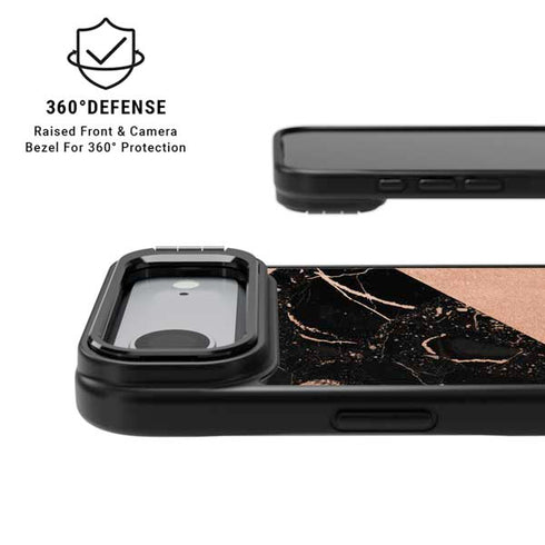Black and Rose Gold Marble Split iPhone 17 Air Kickstand Case