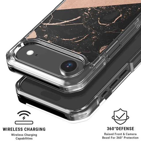 Black and Rose Gold Marble Split iPhone 17 Air MagSafe Case