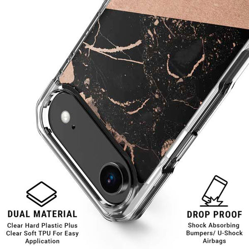 Black and Rose Gold Marble Split iPhone 17 Air MagSafe Case