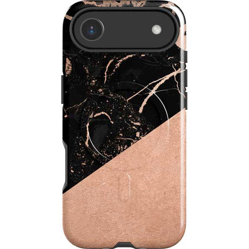 Black and Rose Gold Marble Split iPhone 17 Air Magsafe Impact Case