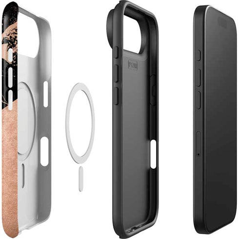 Black and Rose Gold Marble Split iPhone 17 Air Magsafe Impact Case