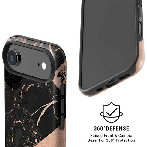Black and Rose Gold Marble Split iPhone 17 Air Magsafe Impact Case