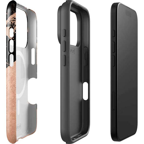 Black and Rose Gold Marble Split iPhone 17 Pro Magsafe Impact Case