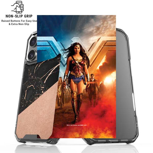 Black and Rose Gold Marble Split iPhone 17 Pro Max Clear Case