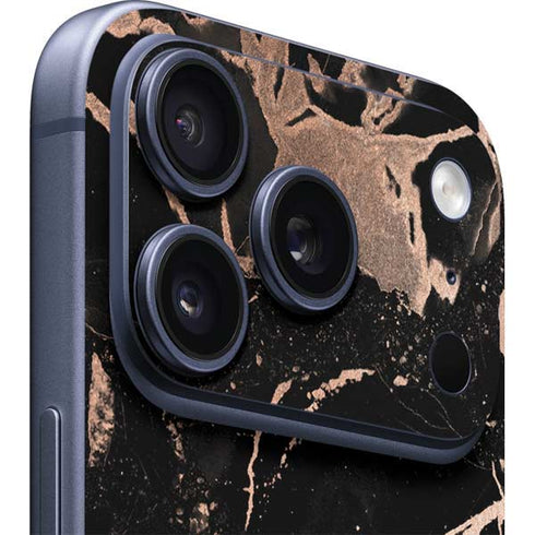 Black and Rose Gold Marble Split iPhone 17 Pro Max Skin