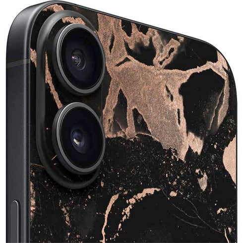 Black and Rose Gold Marble Split iPhone 17 Skin