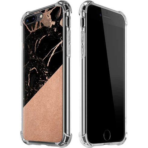 Black and Rose Gold Marble Split iPhone Cases