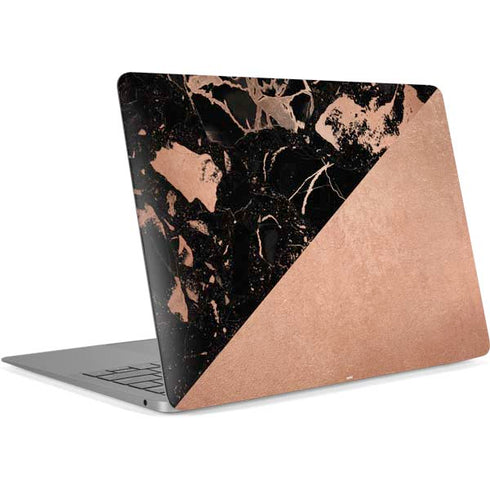 Black and Rose Gold Marble Split Apple MacBook Air Skin