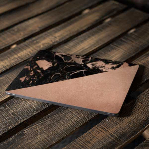 Black and Rose Gold Marble Split Apple MacBook Air Skin