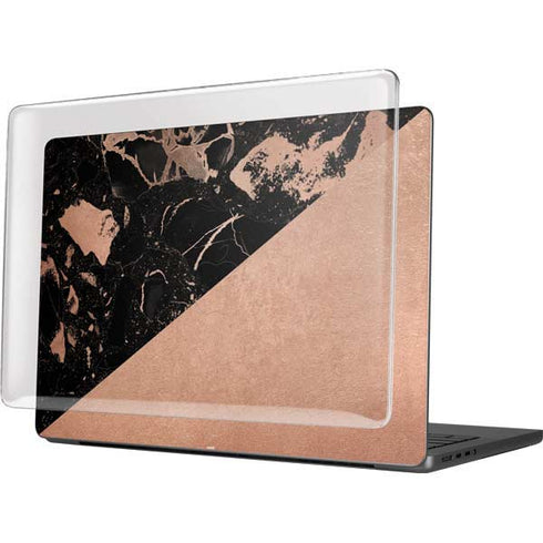 Black and Rose Gold Marble Split MacBook Pro 14in (2021-24) Case plus Skin