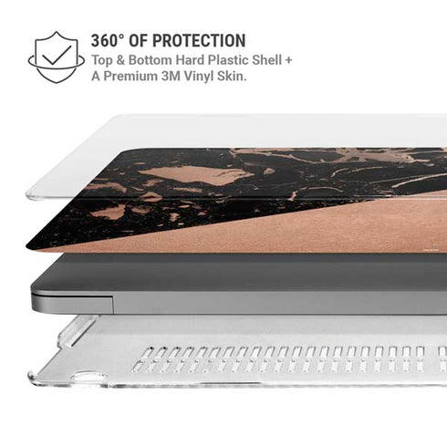 Black and Rose Gold Marble Split MacBook Pro 14in (2021-24) Case plus Skin