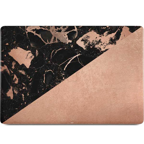 Black and Rose Gold Marble Split MacBook Skins