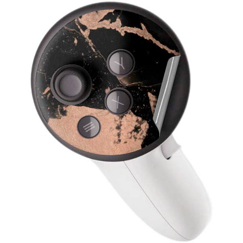 Black and Rose Gold Marble Split Meta Quest 3S Skin