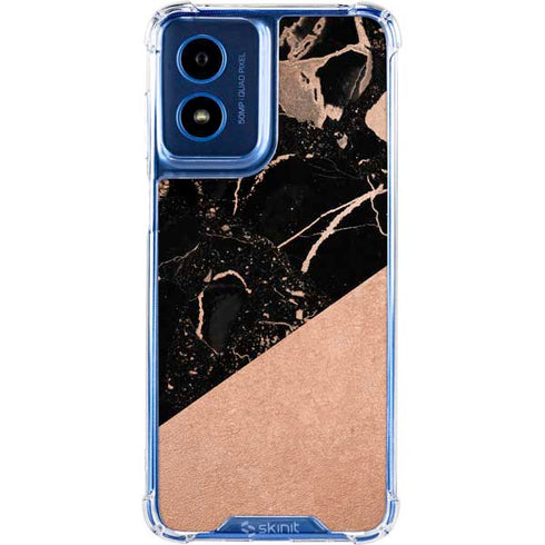 Black and Rose Gold Marble Split Moto G 5G (2024) Clear Case